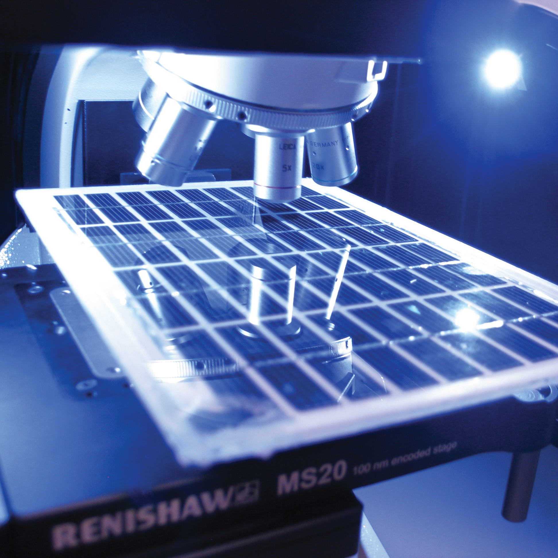 Solar panel under Raman microscope