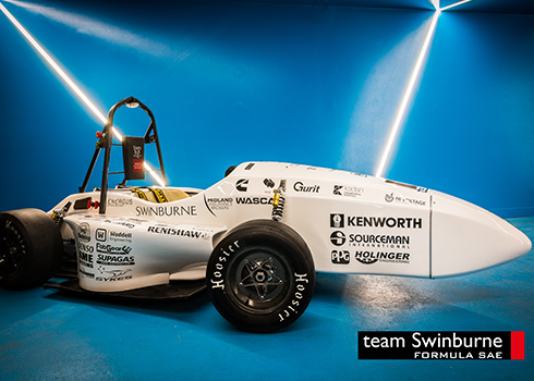 Team Swinburne Formula SAE car with its new wheel package