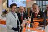 Jim Henshaw (right), Director of Renishaw’s Encoder Products Division, discusses the Queen’s Award winning RESOLUTE absolute encoder with The Princess